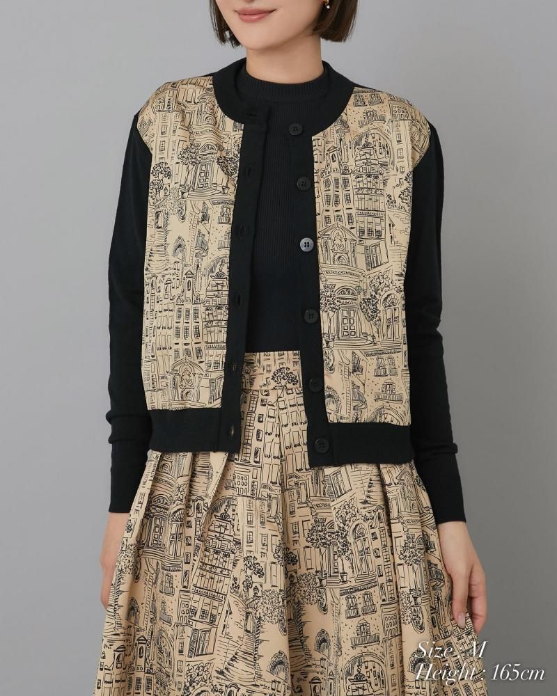 タウンプリントカーディガン(ベージュ) - seventen