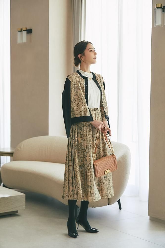 タウンプリントカーディガン(ベージュ) - seventen