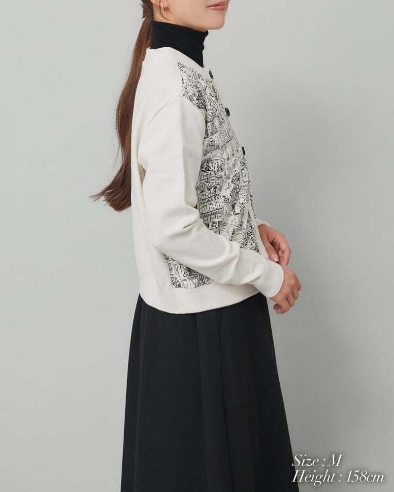 タウンプリントカーディガン(オフホワイト) - seventen