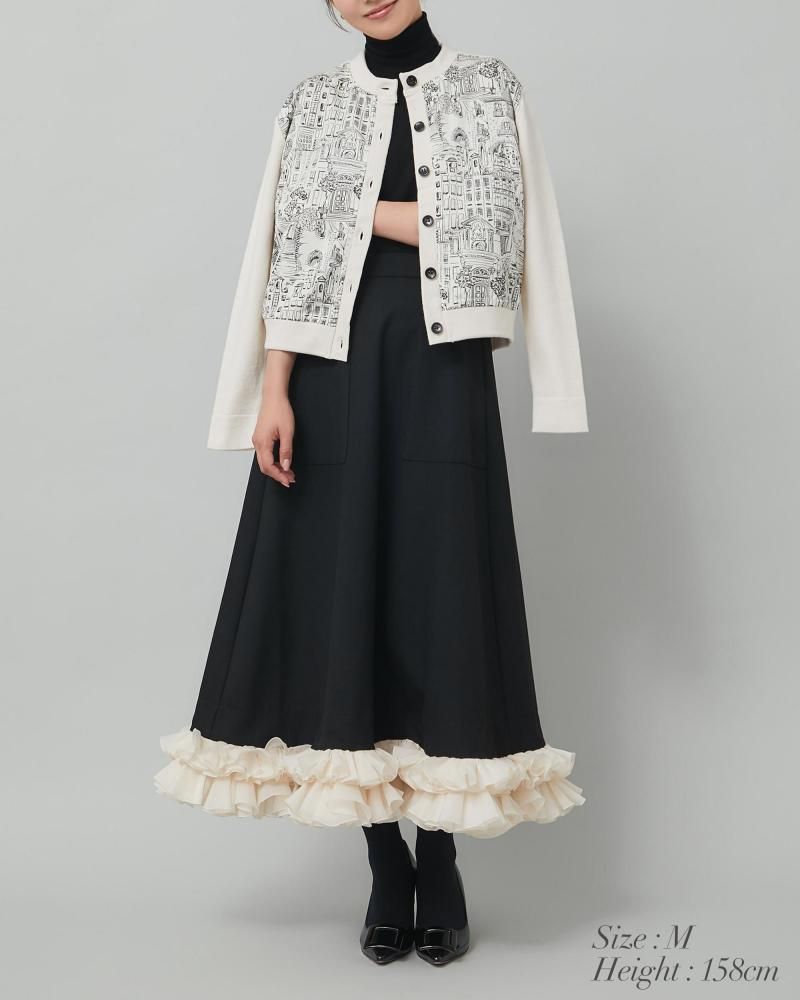 タウンプリントカーディガン(オフホワイト) - seventen