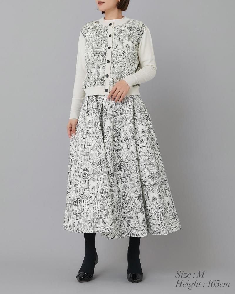 タウンプリントカーディガン(オフホワイト) - seventen