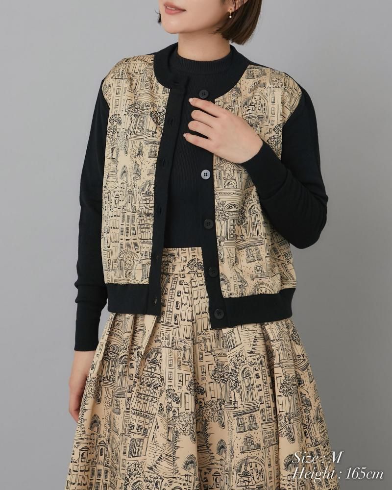 タウンプリントカーディガン(オフホワイト) - seventen