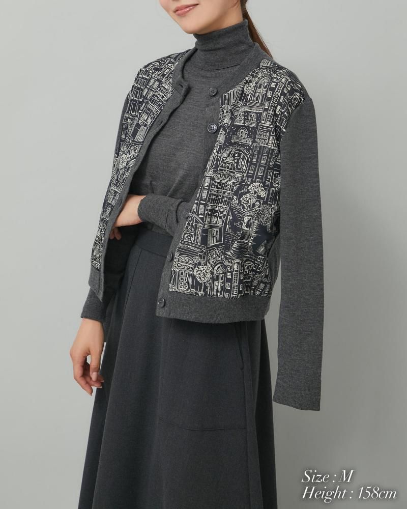 ブラックフライデー期間限定値下げ　セブンテン タウンプリントワンピース タウンプリントカーディガン(ネイビー) - seventen