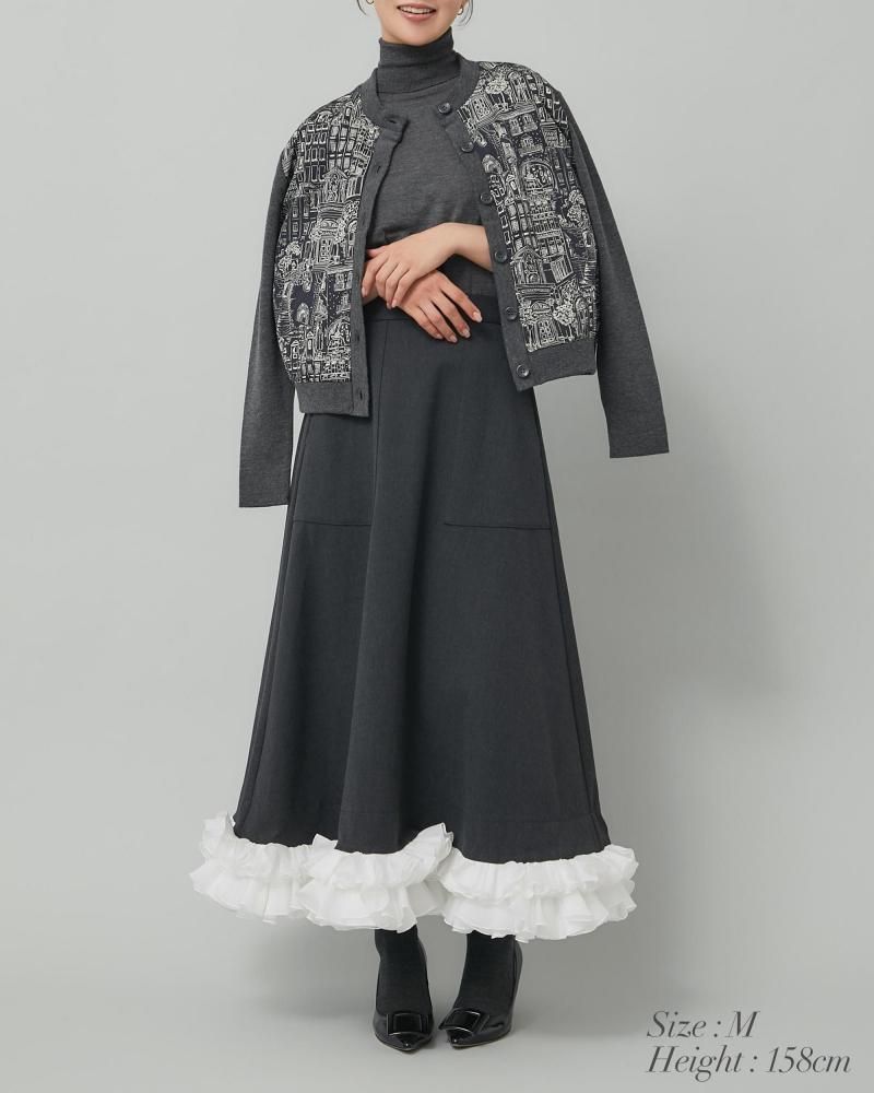 タウンプリントカーディガン(ネイビー) - seventen