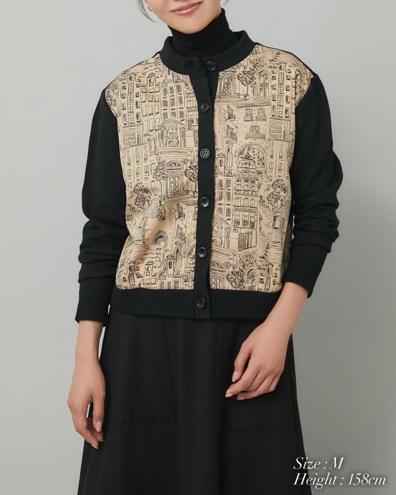 タウンプリントカーディガン(ネイビー) - seventen