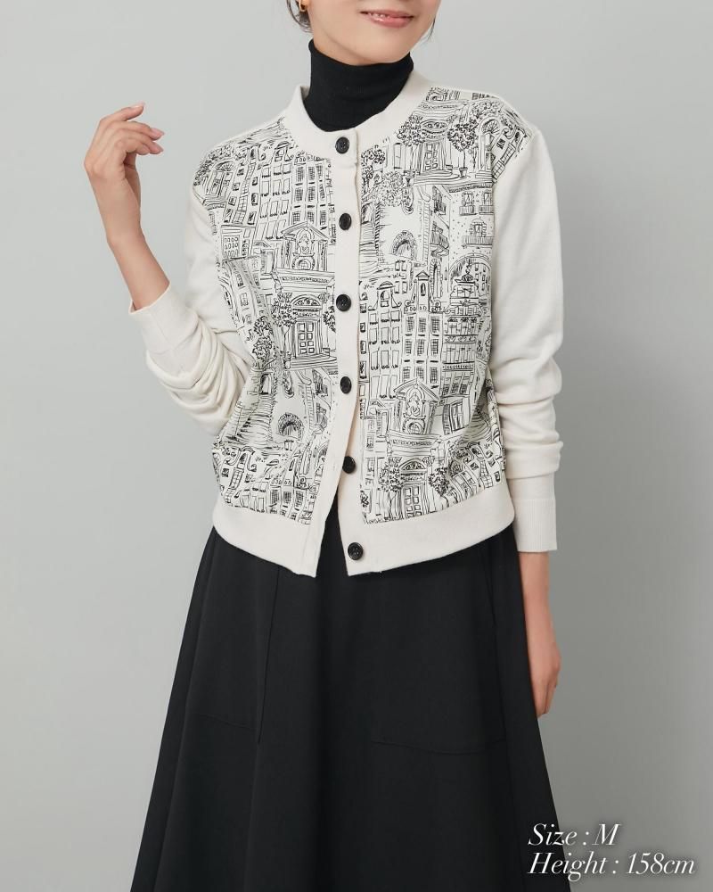 ブラックフライデー期間限定値下げ　セブンテン タウンプリントワンピース タウンプリントカーディガン(ネイビー) - seventen