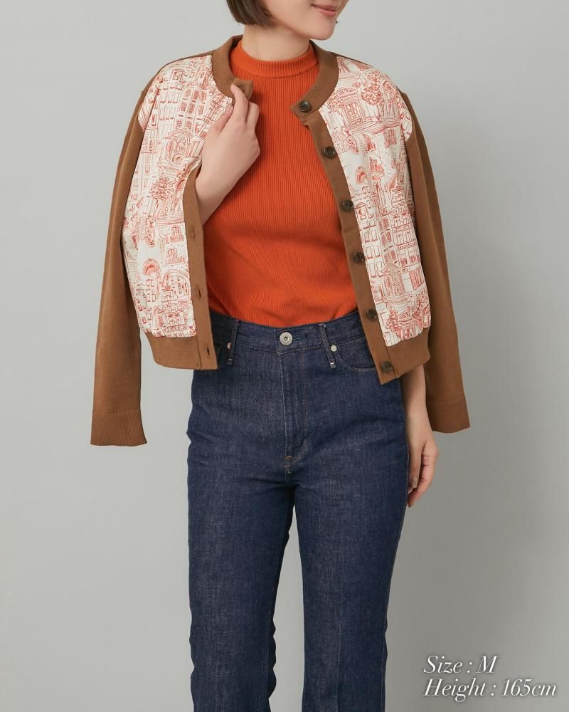 タウンプリントカーディガン(オレンジ) - seventen