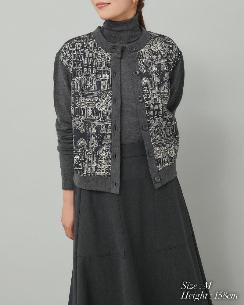 タウンプリントカーディガン(オレンジ) - seventen