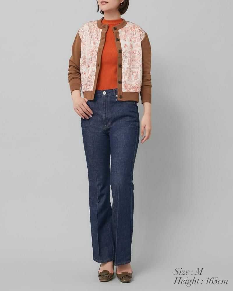 セブンテン　タウン柄アプリコットカーディガン М タウンプリントカーディガン(アプリコット) - seventen