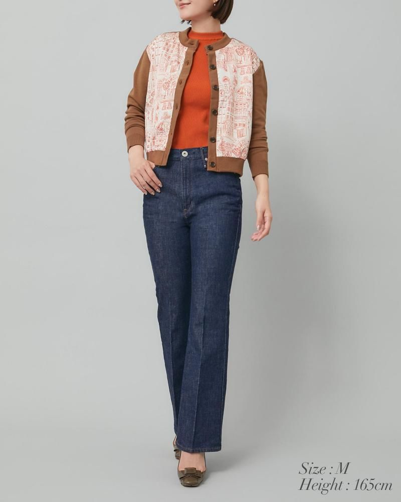 タウンプリントカーディガン(オレンジ) - seventen