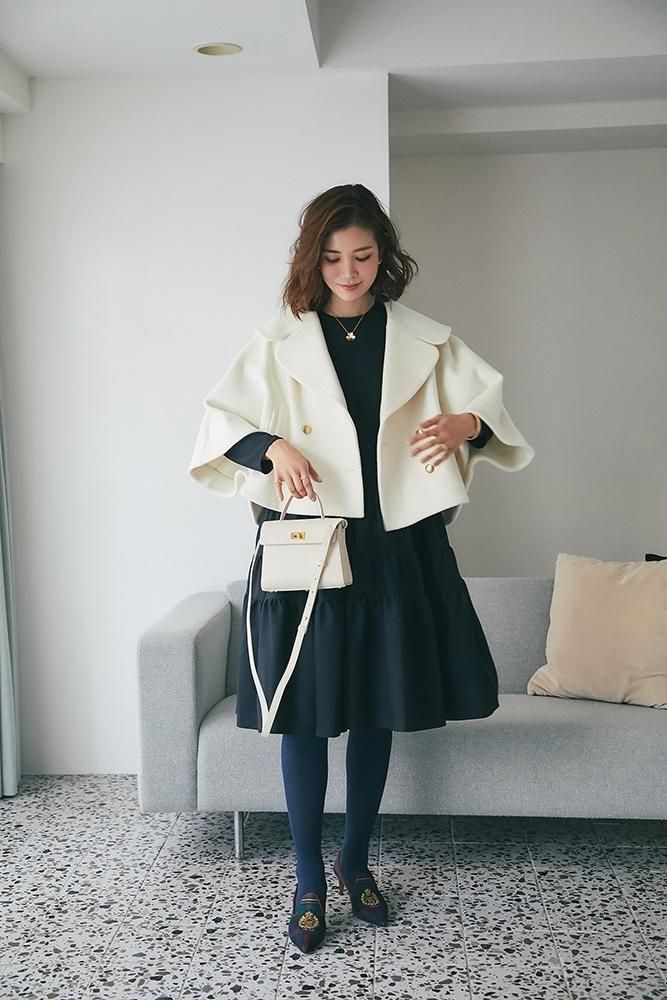 【24AW 完売品】セブンテン ウールライクティアードワンピース オフホワイト ウールライクティアードワンピース(オフホワイト) - seventen