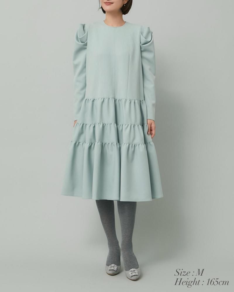 【24AW 完売品】セブンテン ウールライクティアードワンピース オフホワイト ウールライクティアードワンピース(オフホワイト) - seventen