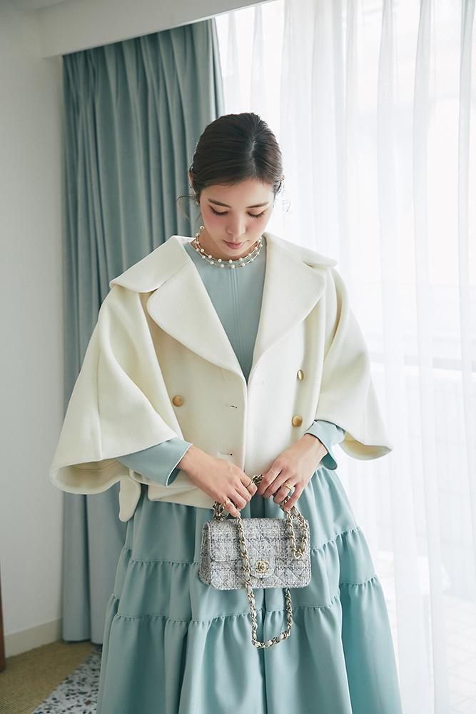 ウールライクティアードワンピース(ミントグリーン) - seventen