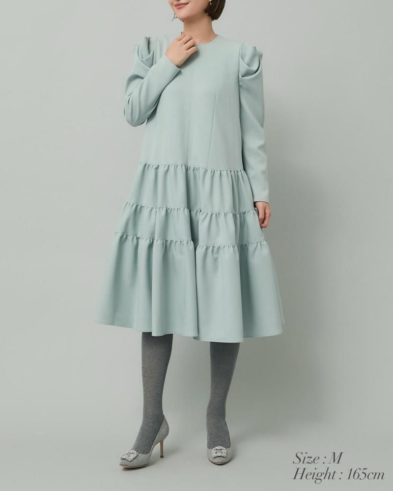 ウールライクティアードワンピース(ミントグリーン) - seventen