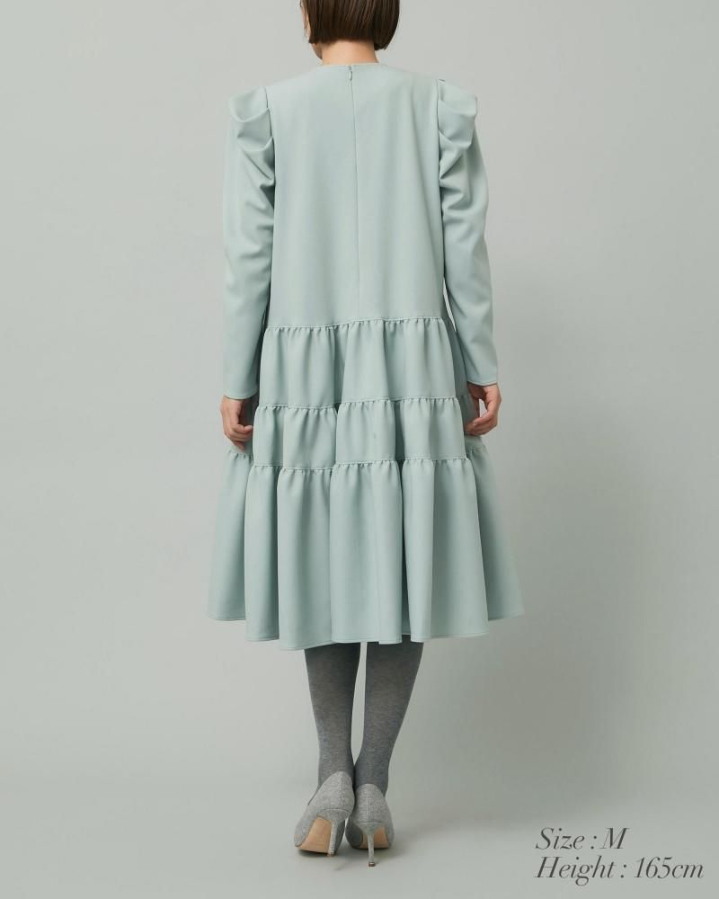 ウールライクティアードワンピース(ミントグリーン) - seventen