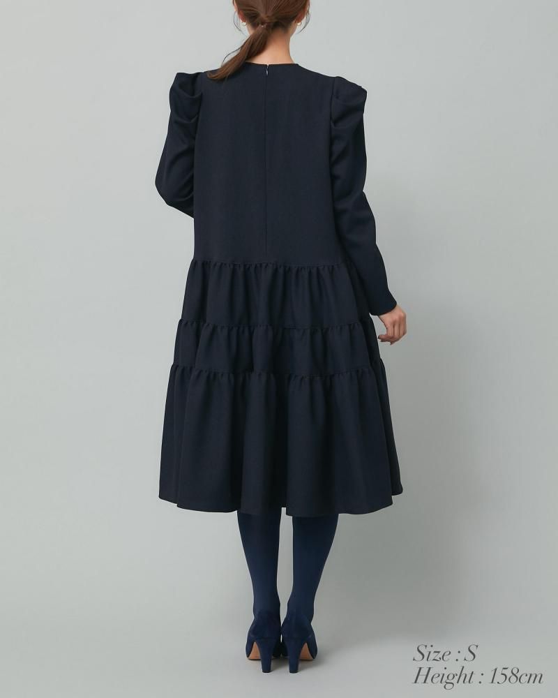 ウールライクティアードワンピース(ミントグリーン) - seventen