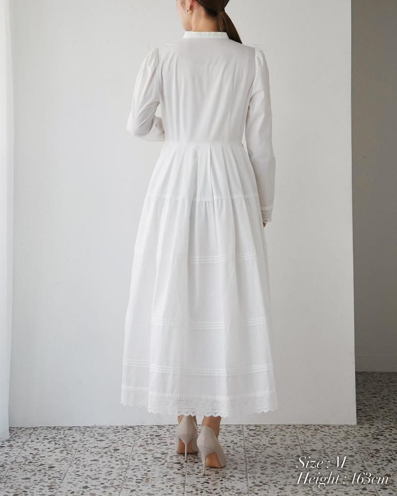 Reneルネ S ストライプレース ワンピース Reneルネ S ストライプレース ワンピース