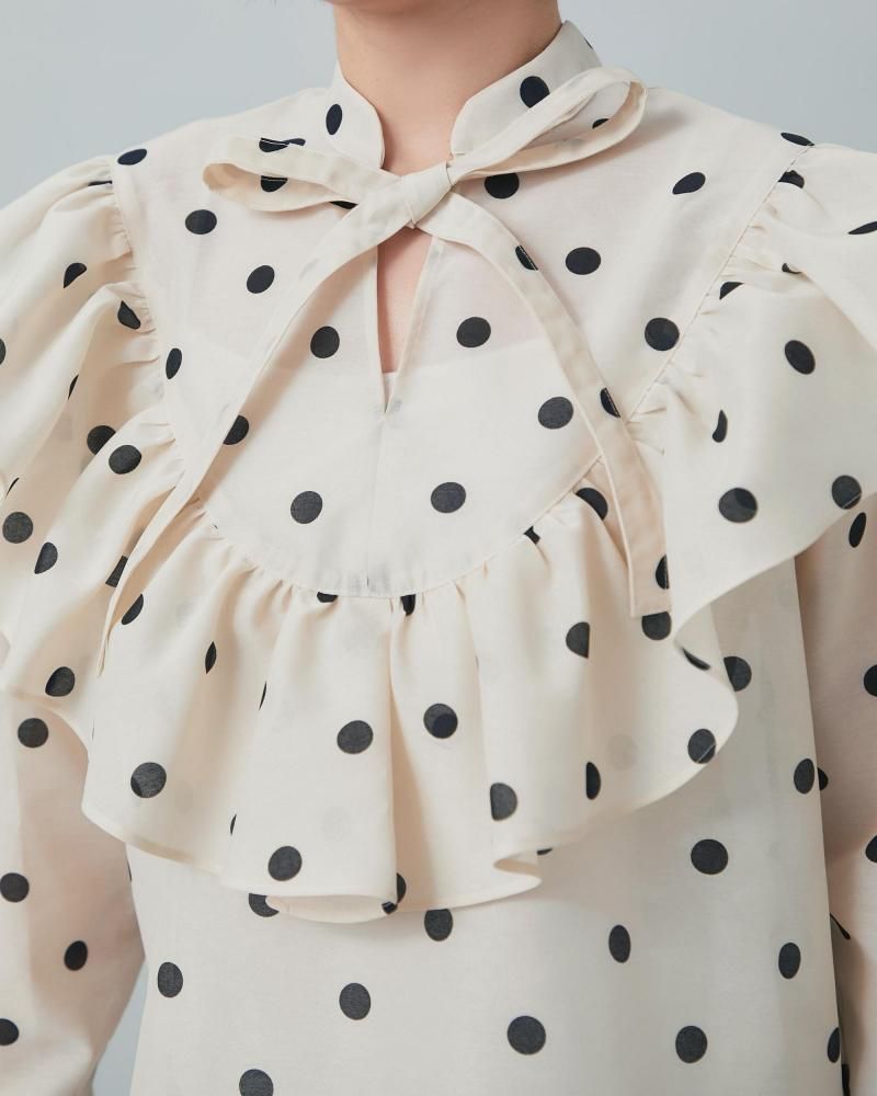 シアードットブラウス(アイボリー) - seventen