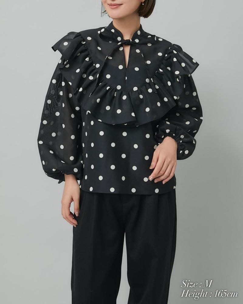 ぷに様 ブラウス Fドット WEB＆一部店舗限定／洗える】ドットプリント サッカー ブラウス