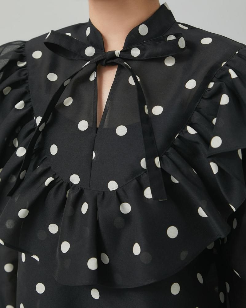 慈雨 25SS 定価5.9万 シアー ドット ブラウス 40 シアードットブラウス(ブラック) - seventen