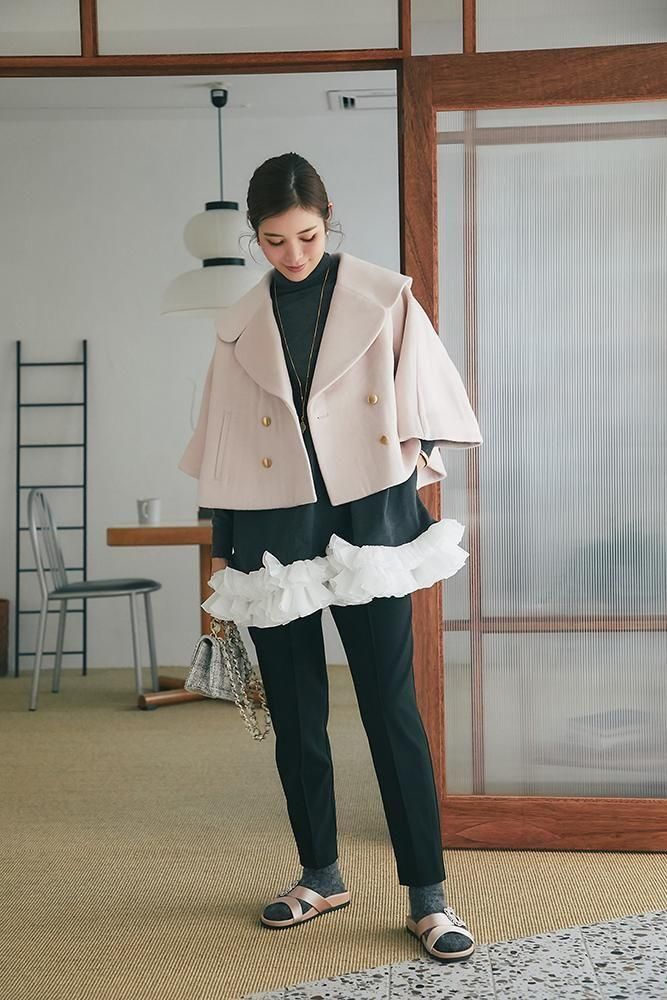 フリルトリムトップス(グレー) - seventen