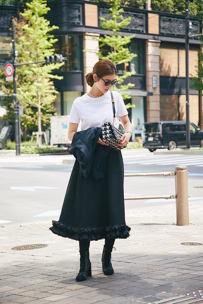 ◆ぷりん◆ フリルトリムスカート(ブラック×ブラック) - seventen