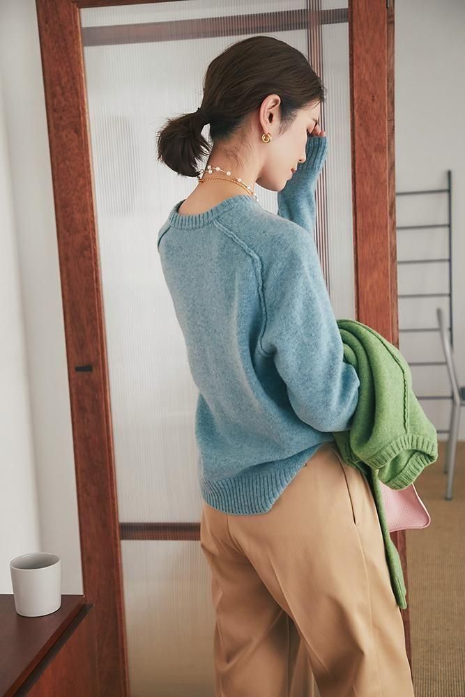 ベーシッククルーネックプルオーバー(ブルー) - seventen