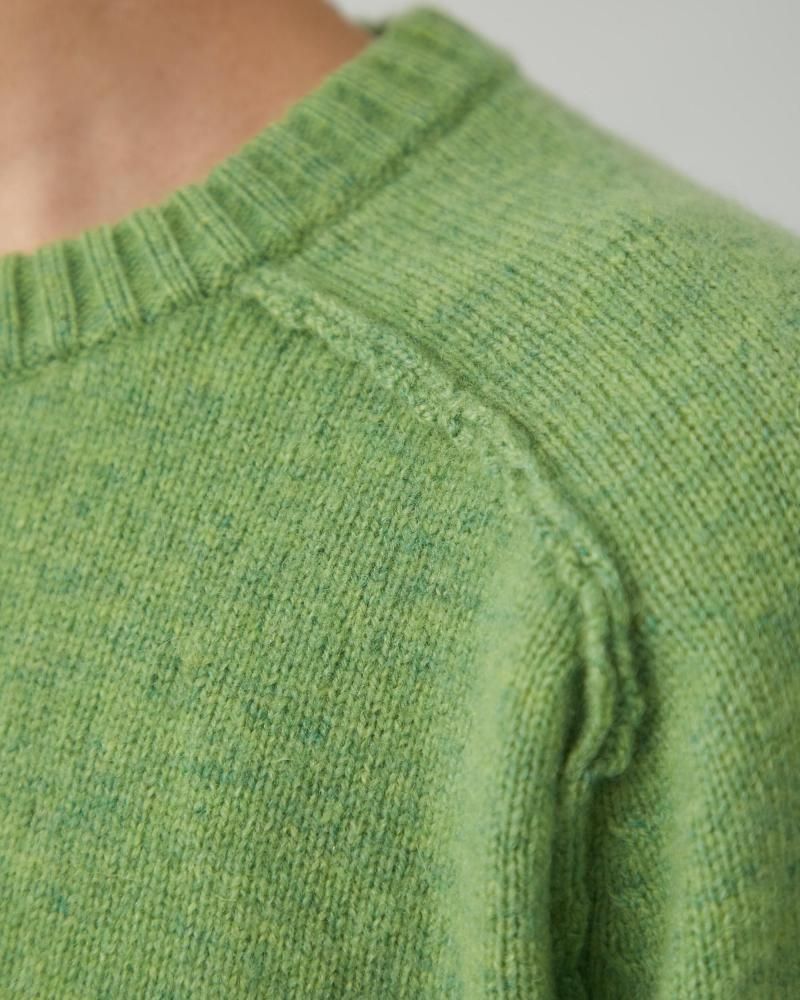 ebure ダークグリーン クルーネックニット ATON / スーパーキッドモヘヤ クルーネックセーター｜ESTNATION