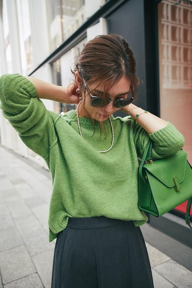 ベーシッククルーネックプルオーバー(グリーン) - seventen