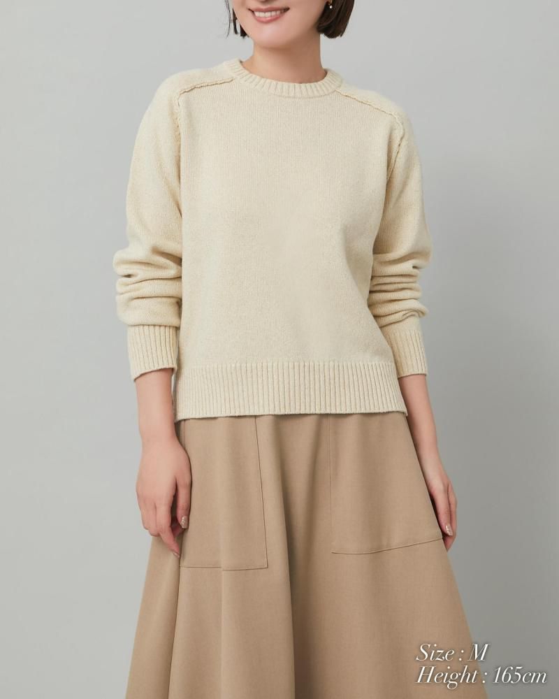 ベーシッククルーネックラメプルオーバー(クリーム) - seventen