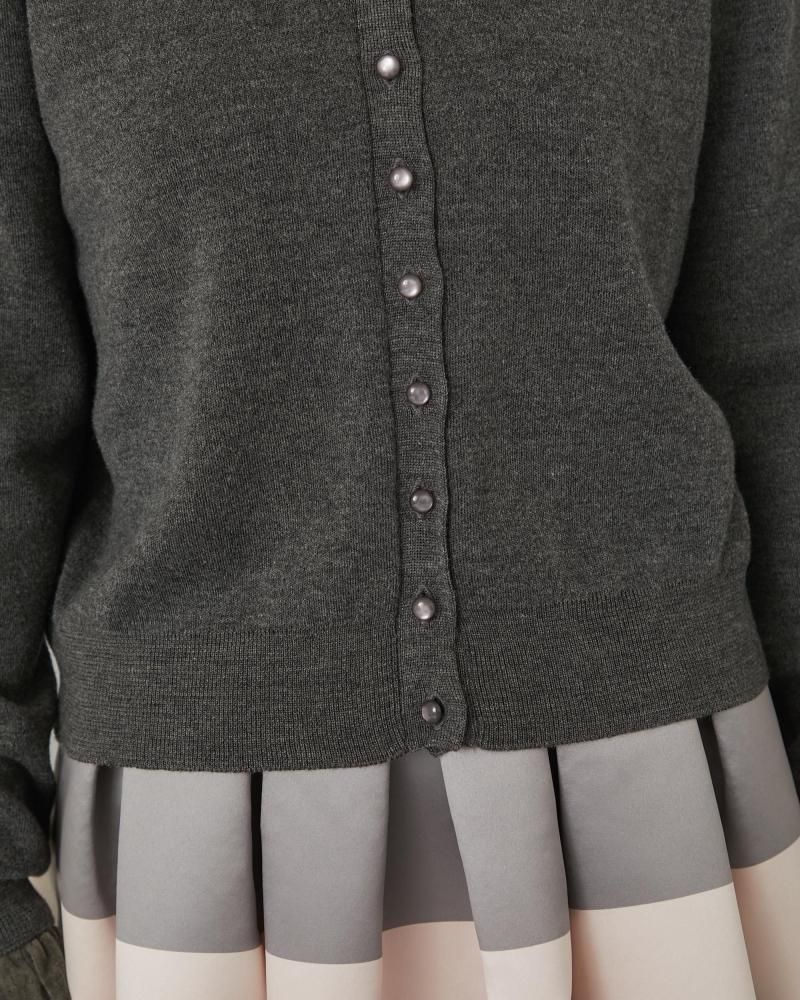 ワンポイント刺繍カーディガン(グレー) - seventen