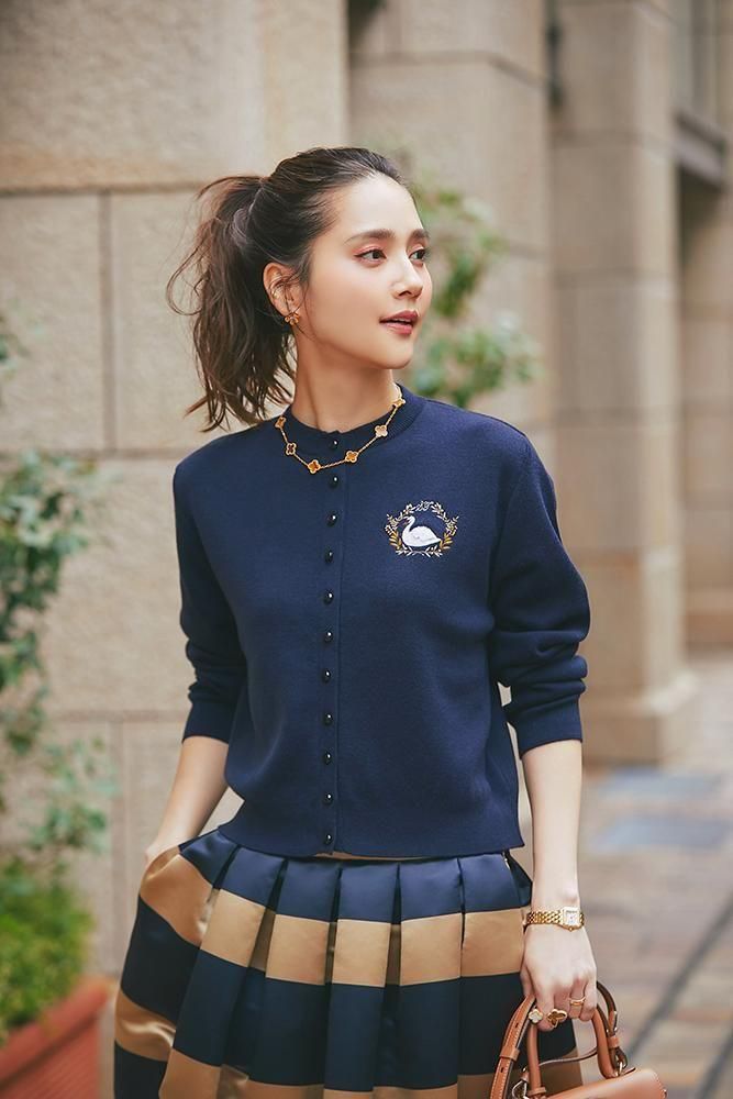 ワンポイント刺繍カーディガン(ネイビー) - seventen