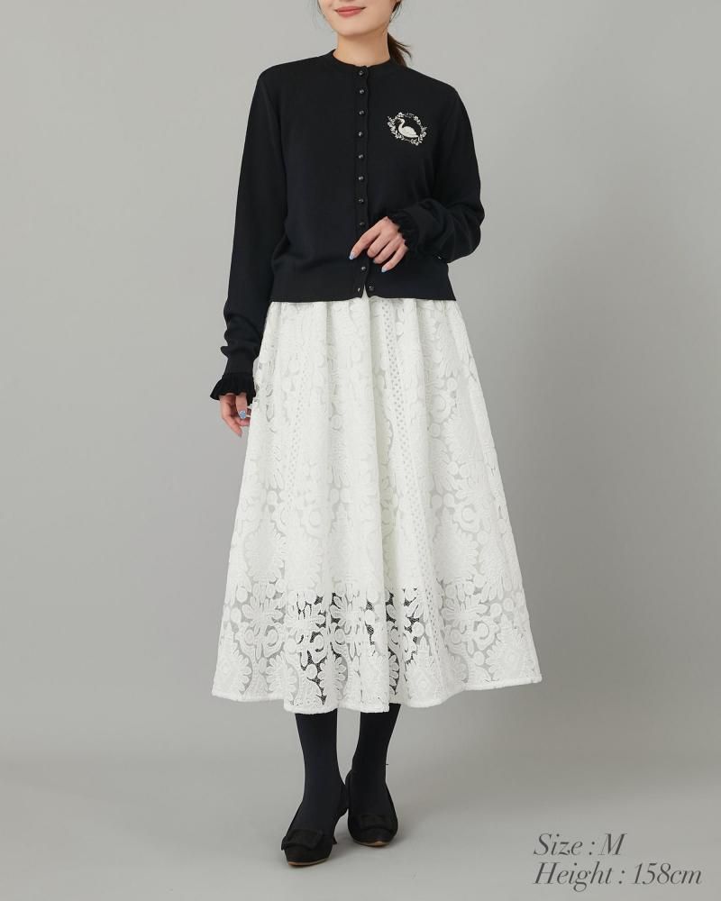 ワンポイント刺繍カーディガン(ブラック) - seventen