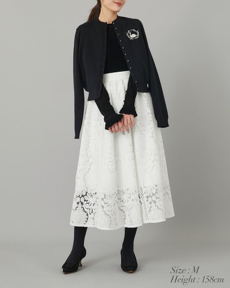 ワンポイント刺繍カーディガン(ブラック) - seventen