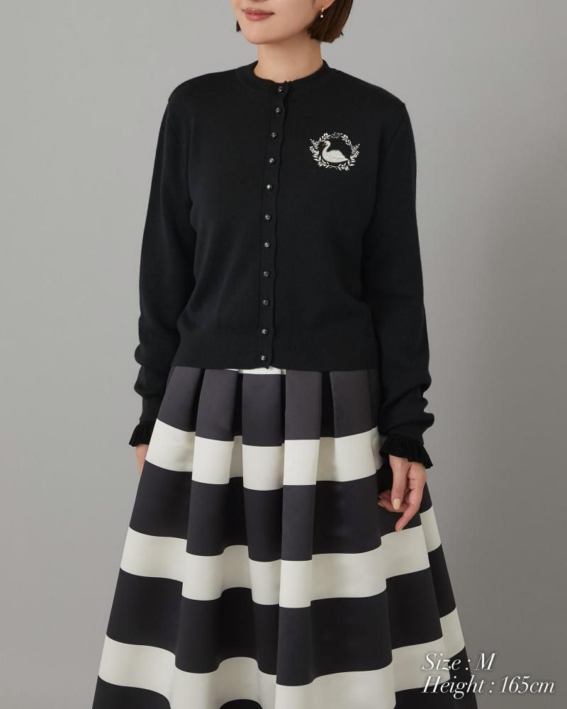 ワンポイント刺繍カーディガン(ブラック) - seventen