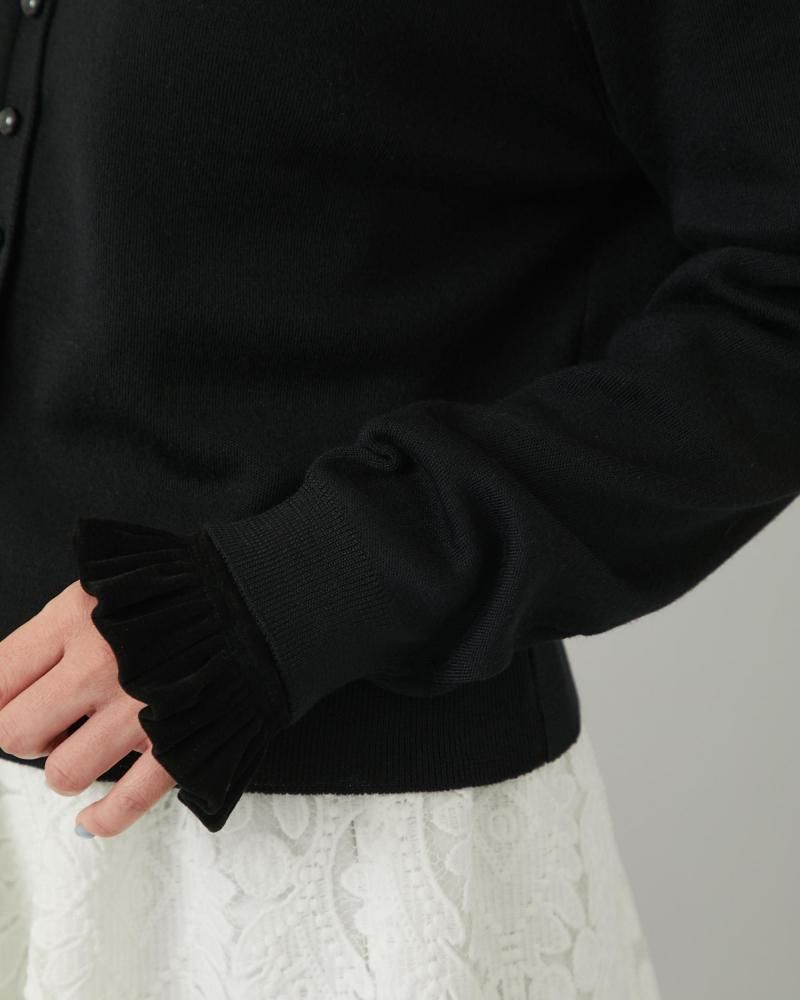 ワンポイント刺繍カーディガン(ブラック) - seventen