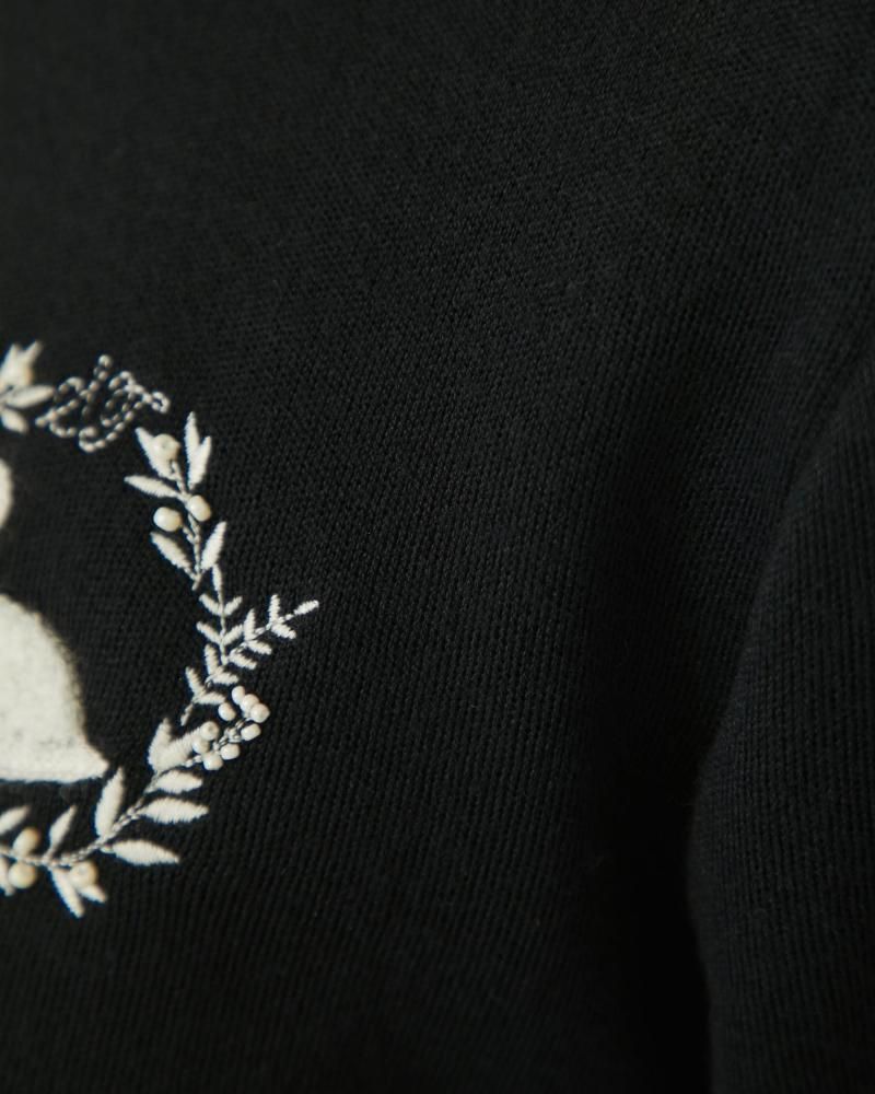 ワンポイント刺繍カーディガン(ブラック) - seventen