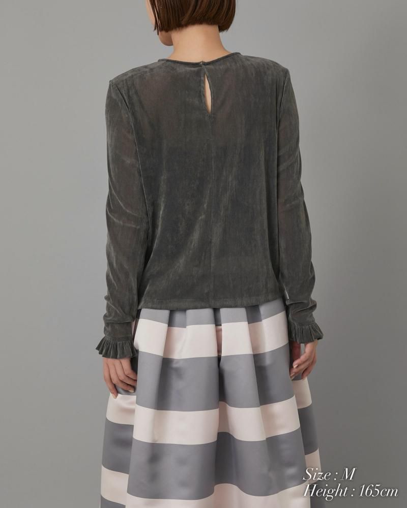 再予約】【12月中旬～下旬頃配送】ベロアタッチシアートップス(グレー