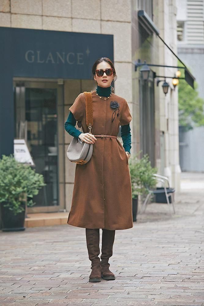 モチーフジレワンピース(ブラウン) - seventen