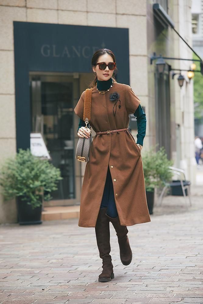 モチーフジレワンピース(ブラウン) - seventen