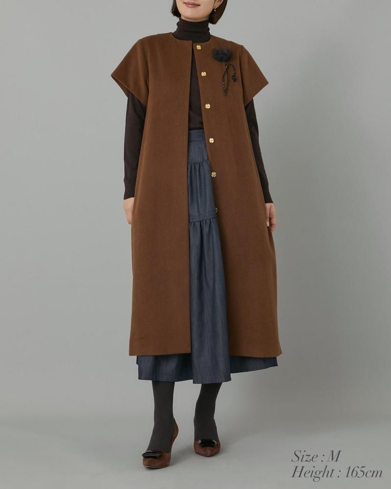 予約】【12月上旬～中旬頃配送】モチーフジレワンピース(ブラウン