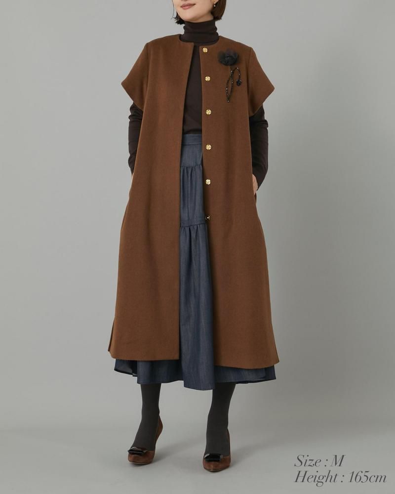 予約】【12月上旬～中旬頃配送】モチーフジレワンピース(ブラウン