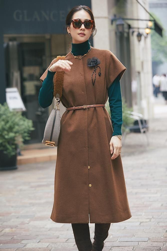 モチーフジレワンピース(ブラウン) - seventen