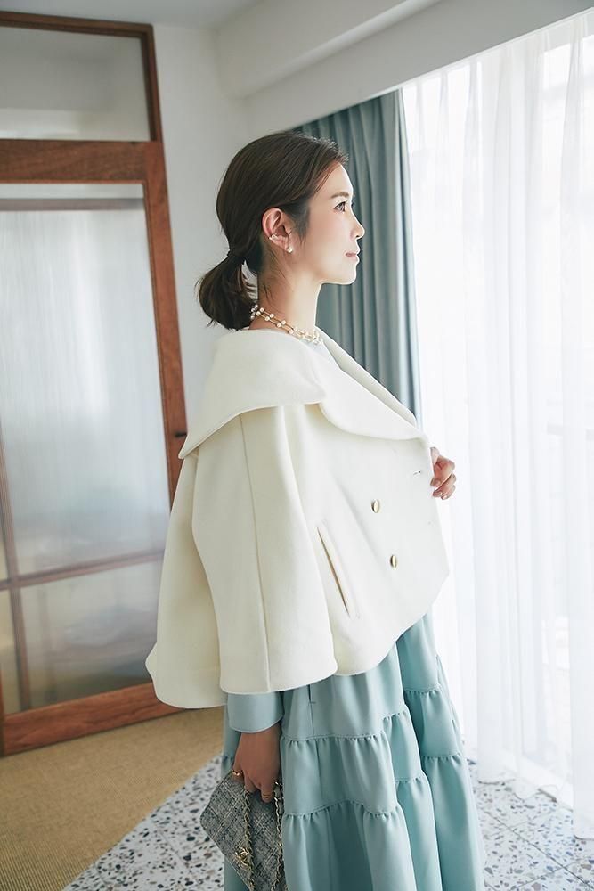 ダブルブレストショートコート(オフホワイト) - seventen