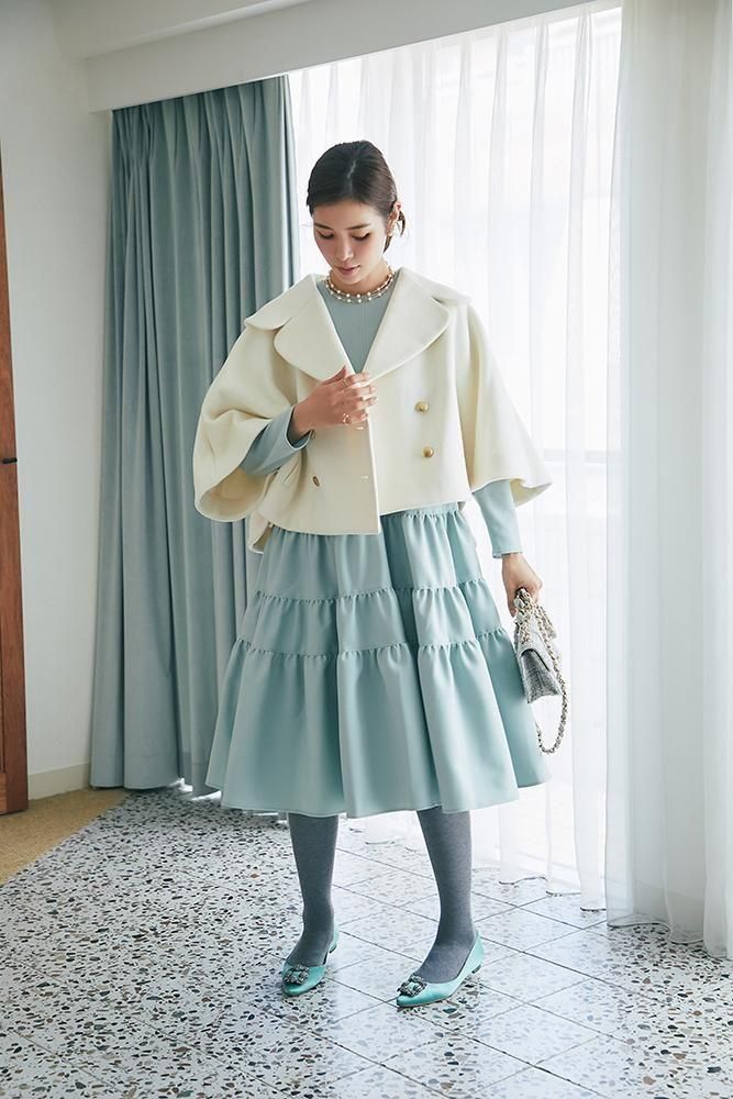 ダブルブレストショートコート(オフホワイト) - seventen