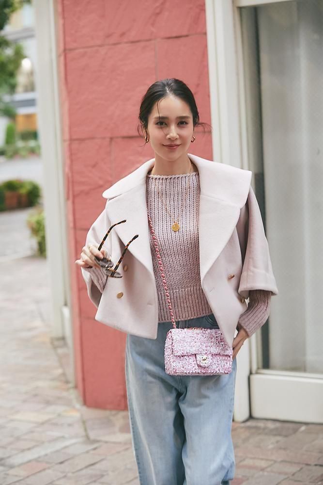 ダブルブレストショートコート(ピンク) - seventen