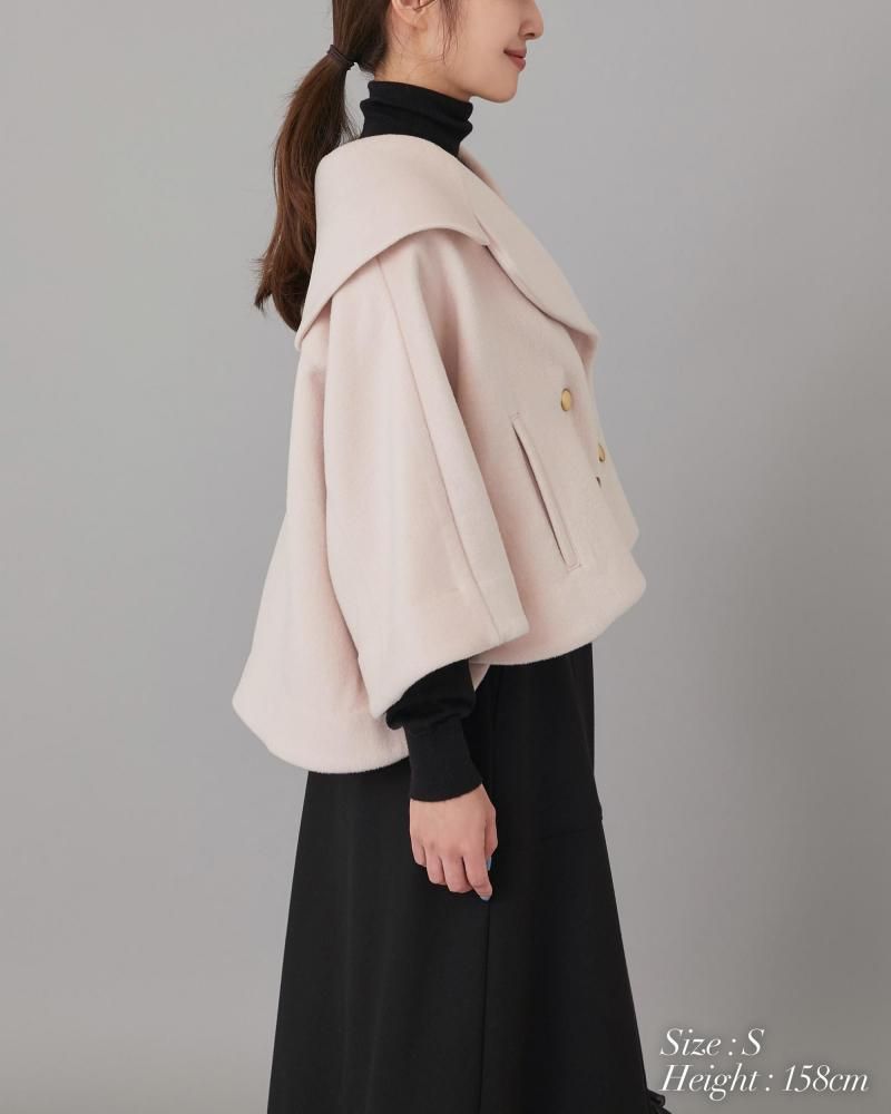 ダブルブレストショートコート(ピンク) - seventen