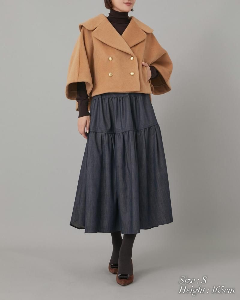 ダブルブレストショートコート(キャメル) - seventen