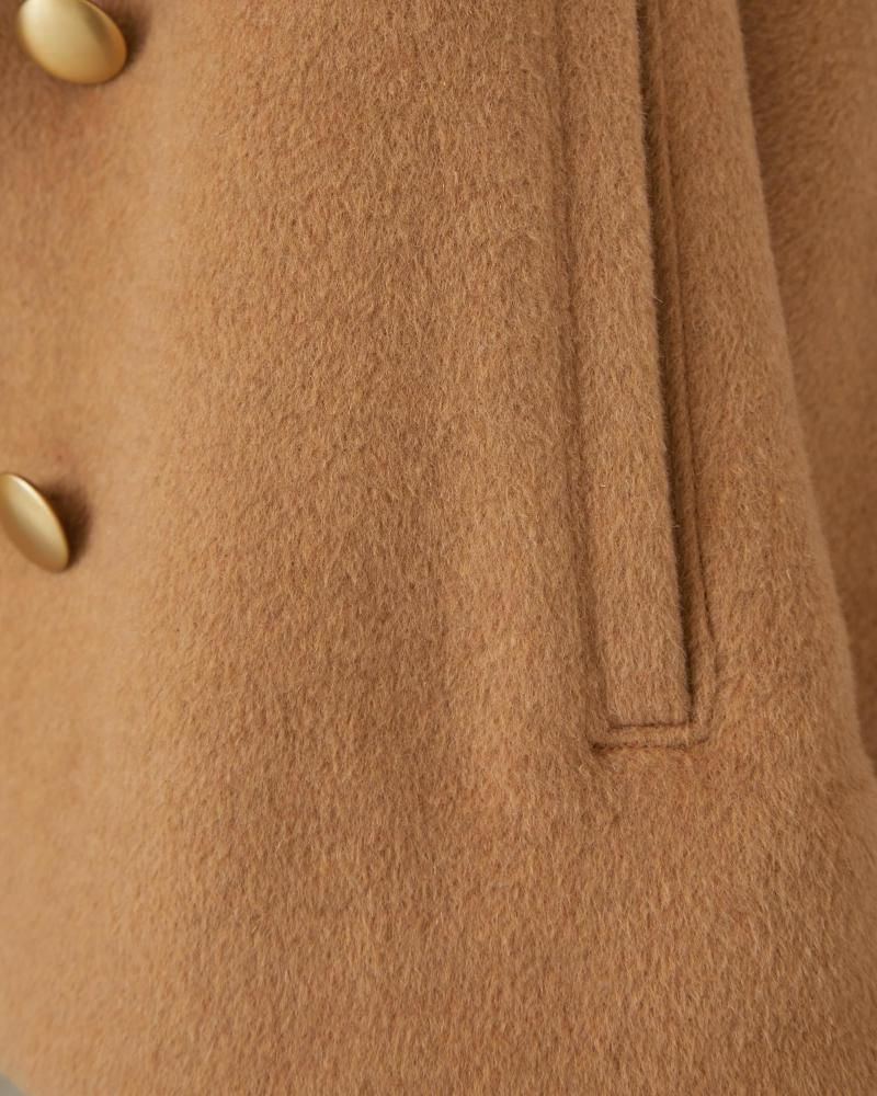 ダブルブレストショートコート(キャメル) - seventen