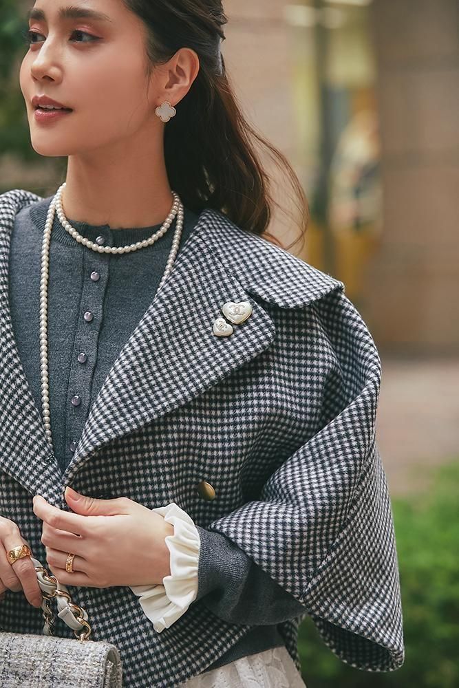 激安！美品ブレス／チェックコート ダブルブレストショートコート(チェック) - seventen